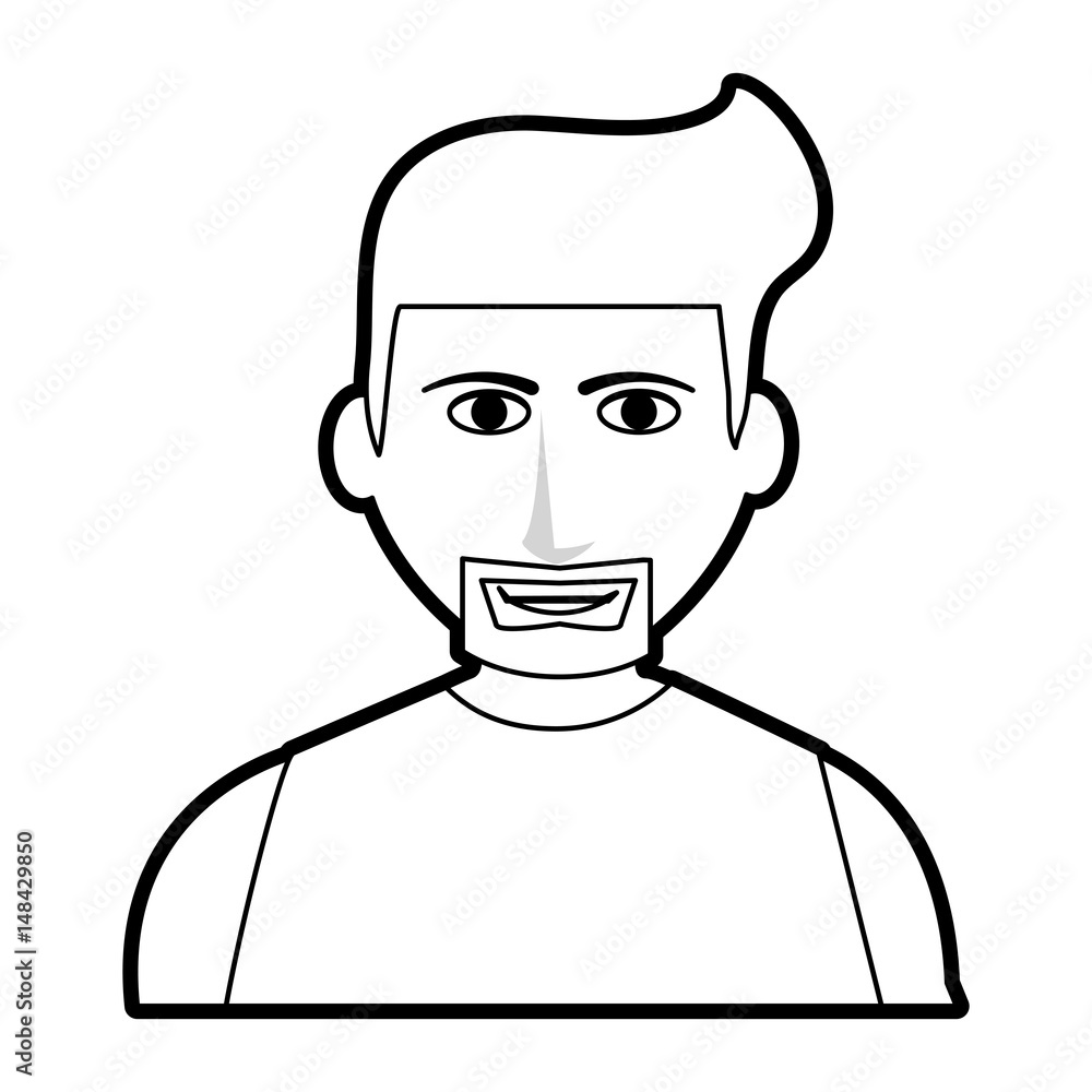 black silhouette cartoon half body man with muscular body and beard with hairstyle vector illustration black silhouette cartoon half body man with muscular body and beard with hairstyle vector illustration