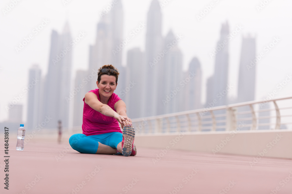 woman stretching and warming up