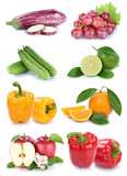 Obst und Gemüse Früchte Farben frische Collage Freisteller freigestellt isoliert