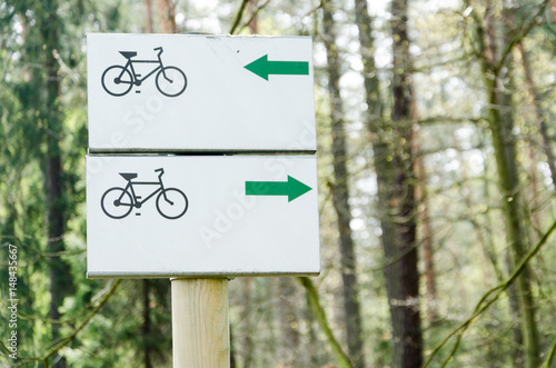 Signpost on the bicycle route