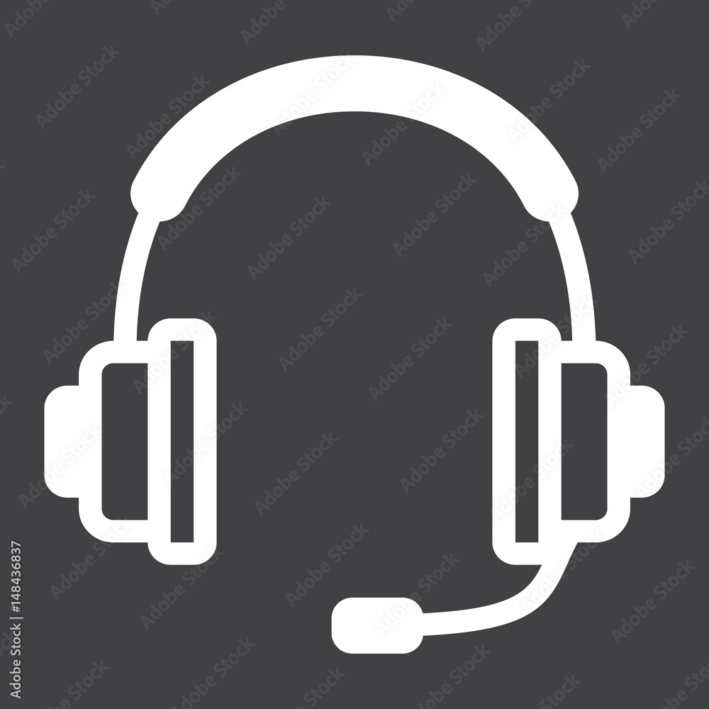 Headphones line icon, call center and website Headphones line icon, call center and website