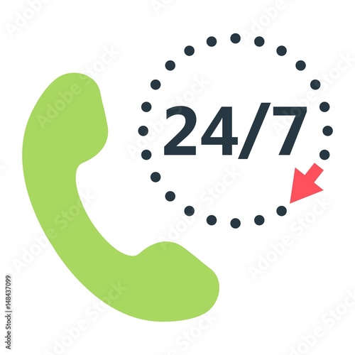 Call 24 7 flat icon, support service and website