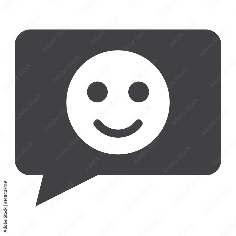 Comment with smile solid icon, feedback website Comment with smile solid icon, feedback website