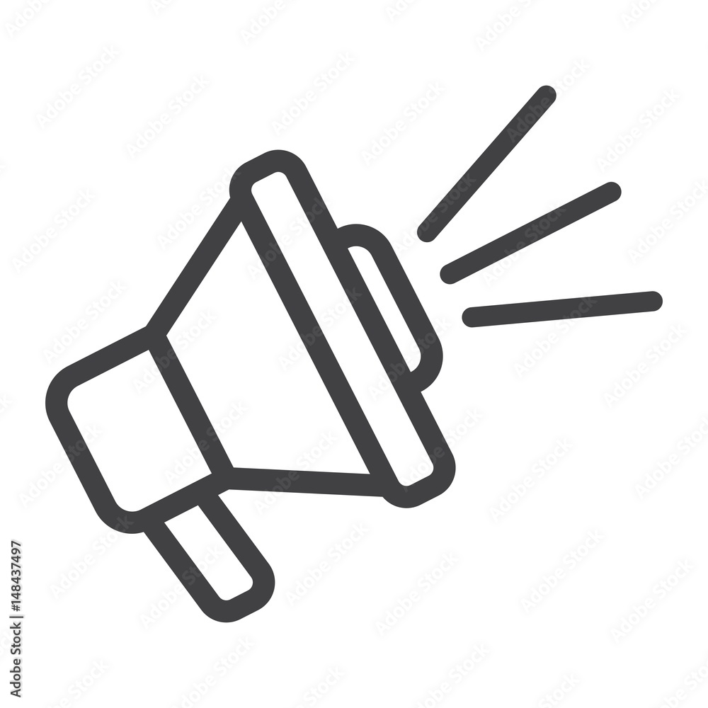 Loudspeaker line icon, megaphone and website Loudspeaker line icon, megaphone and website
