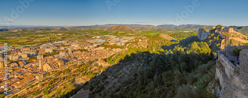 Sunset Panorama of Xativa town and Castle in Valencia Province of Spain © VitalyTitov