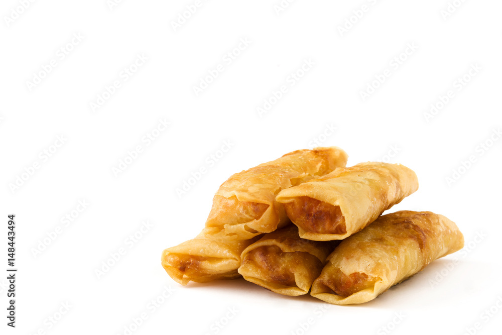 Vegetable spring rolls isolated on white background
