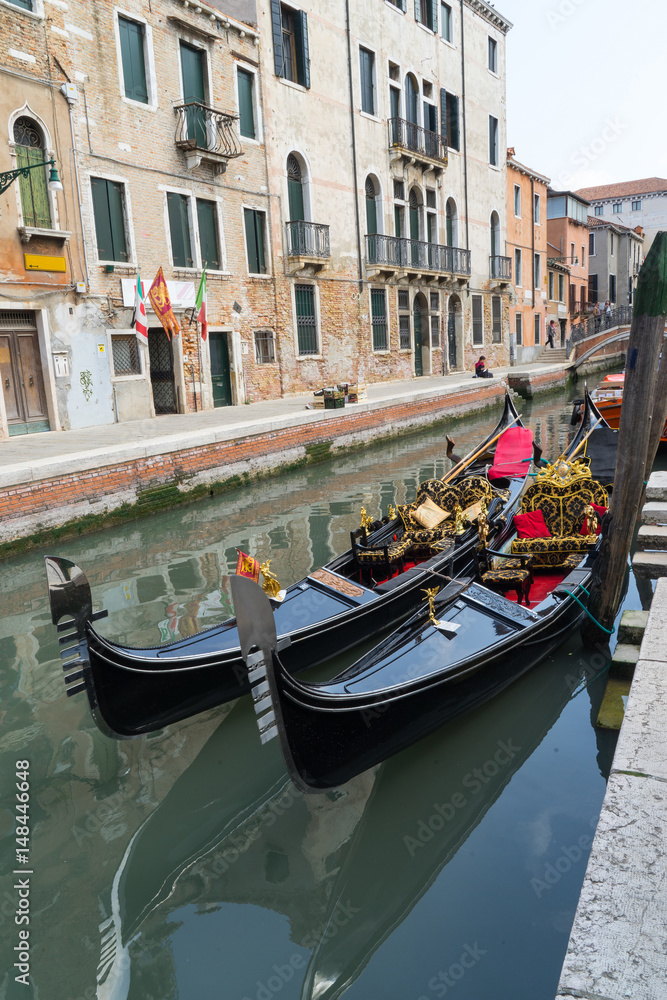 gondola parking on a narrow canal