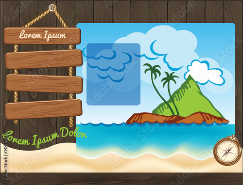 Cartoon travel template with palms