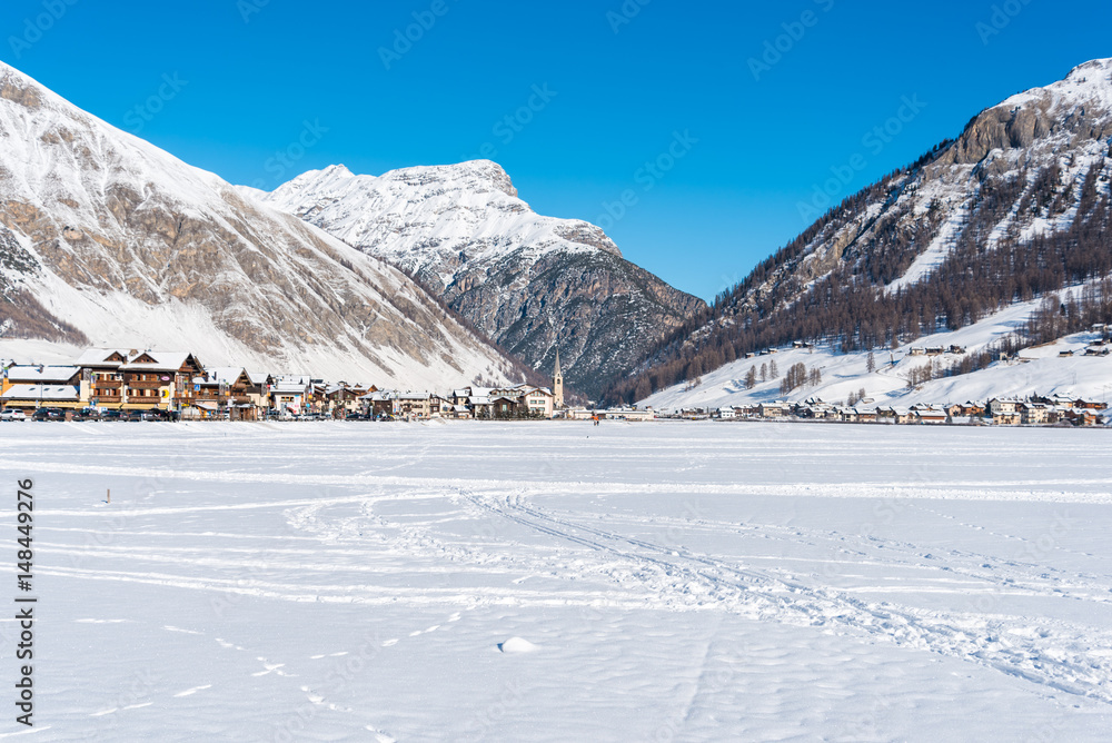Skyline of the centre of Livigno in Italy