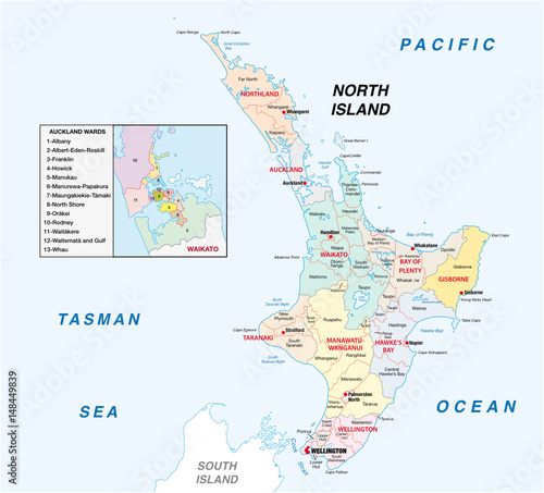 New Zealand North Island administrative and political map