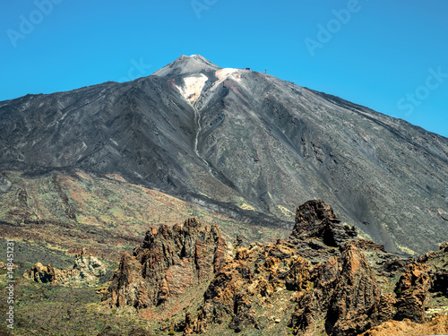 Teneriffa, Vulkan Teide mit Bergformationen im Vordergrund, Kanarische Inseln, Spanien
