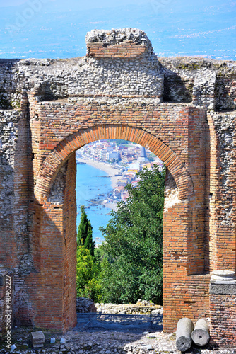 Greek TheGreek Theater in Taormina Sicily Italyater in Taormina Sicily Italy photo