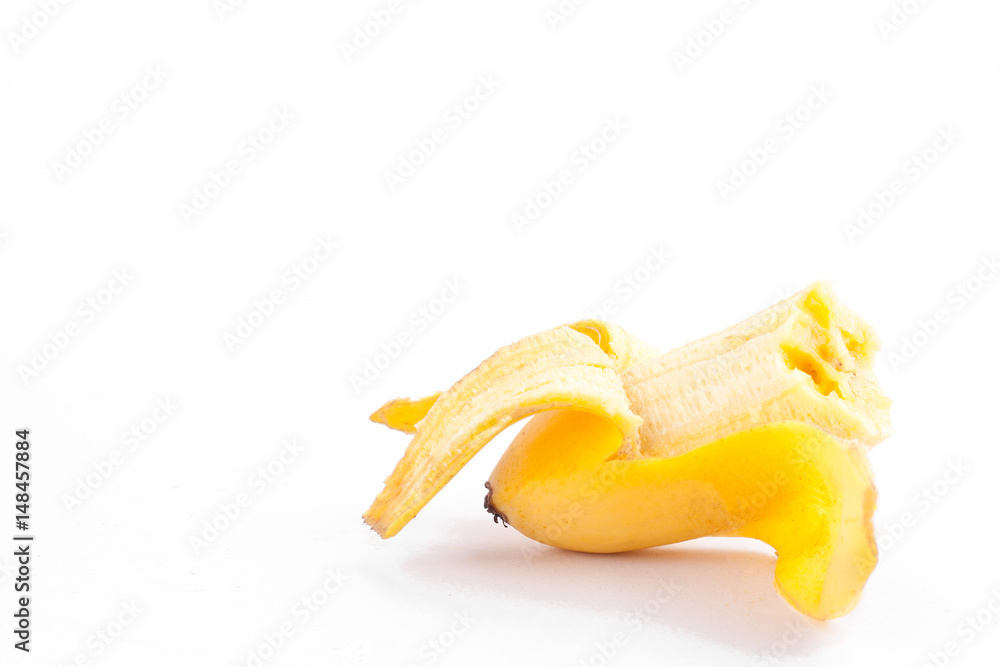 peeled egg banana with missing a bite on white background healthy Pisang Mas banana fruit food isolated
peeled egg banana with missing a bite on white background healthy Pisang Mas banana fruit food isolated