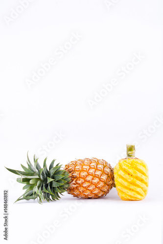 peeled ripe pineapple on white background healthy pineapple fruit food isolated  