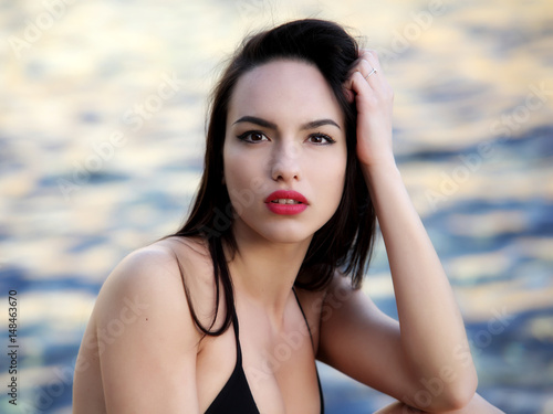  Portrait of attractive girl with long hair 