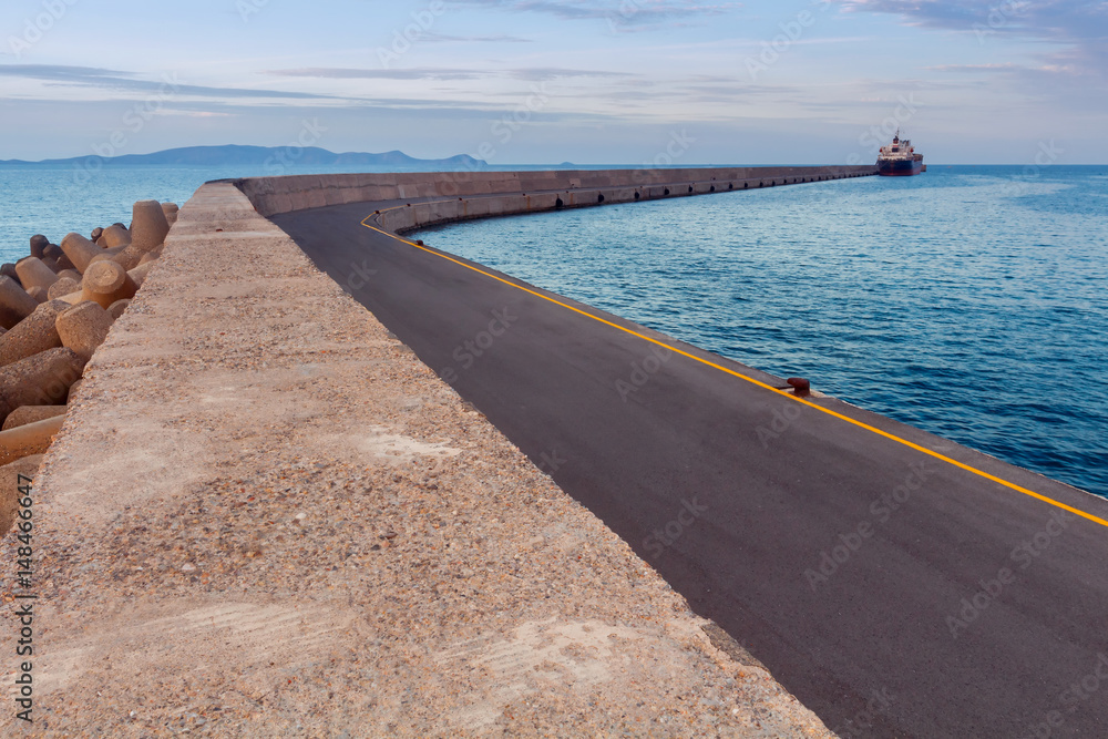 Heraklion. Breakwater in the seaport.