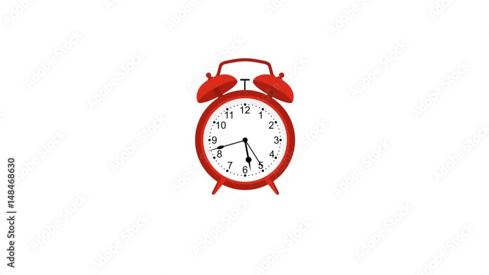 Animated clock counting down 12 hours. Seamlessly loops. Time lapse. red alarm clock on white background. Red clock. Animated clock counting down 12 hours. Seamlessly loops. Time lapse. red alarm clock on white background. Red clock.