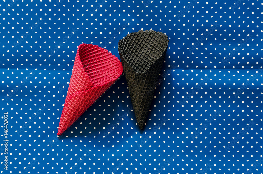 Obraz premium decorative fancy ice cream cones, view from above