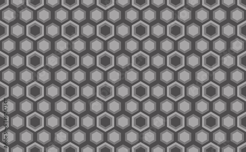 Hexagonal seamless pattern. Greyscale. Industrial texture, vector.