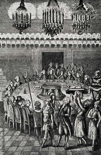 Foto Feast at the French nobleman the late 18th century, illuminated by candles