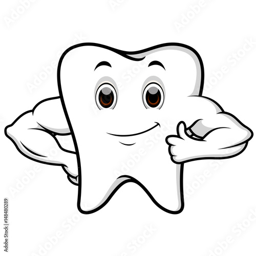Strong tooth cartoon