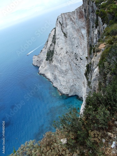 Overview from cliff near shipwreck Zakynthos Greece