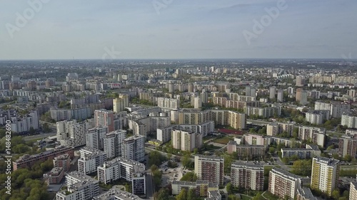 Aerial of typical Eastern European residential area. Warsaw, Poland