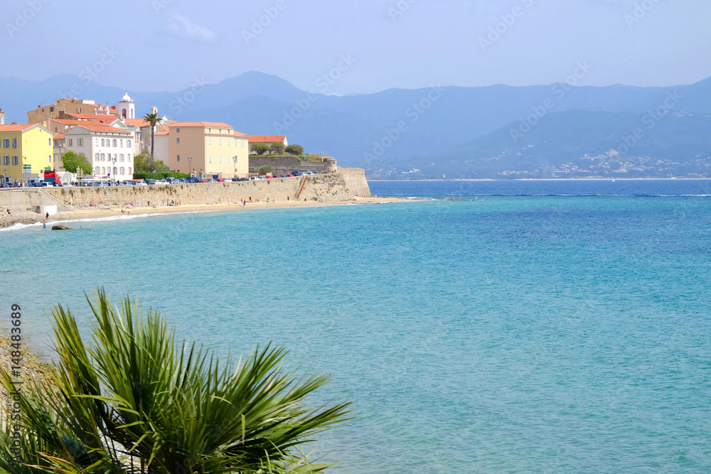 Φωτογραφία Ajaccio cityscape with blue sea on the island Corsica, France.