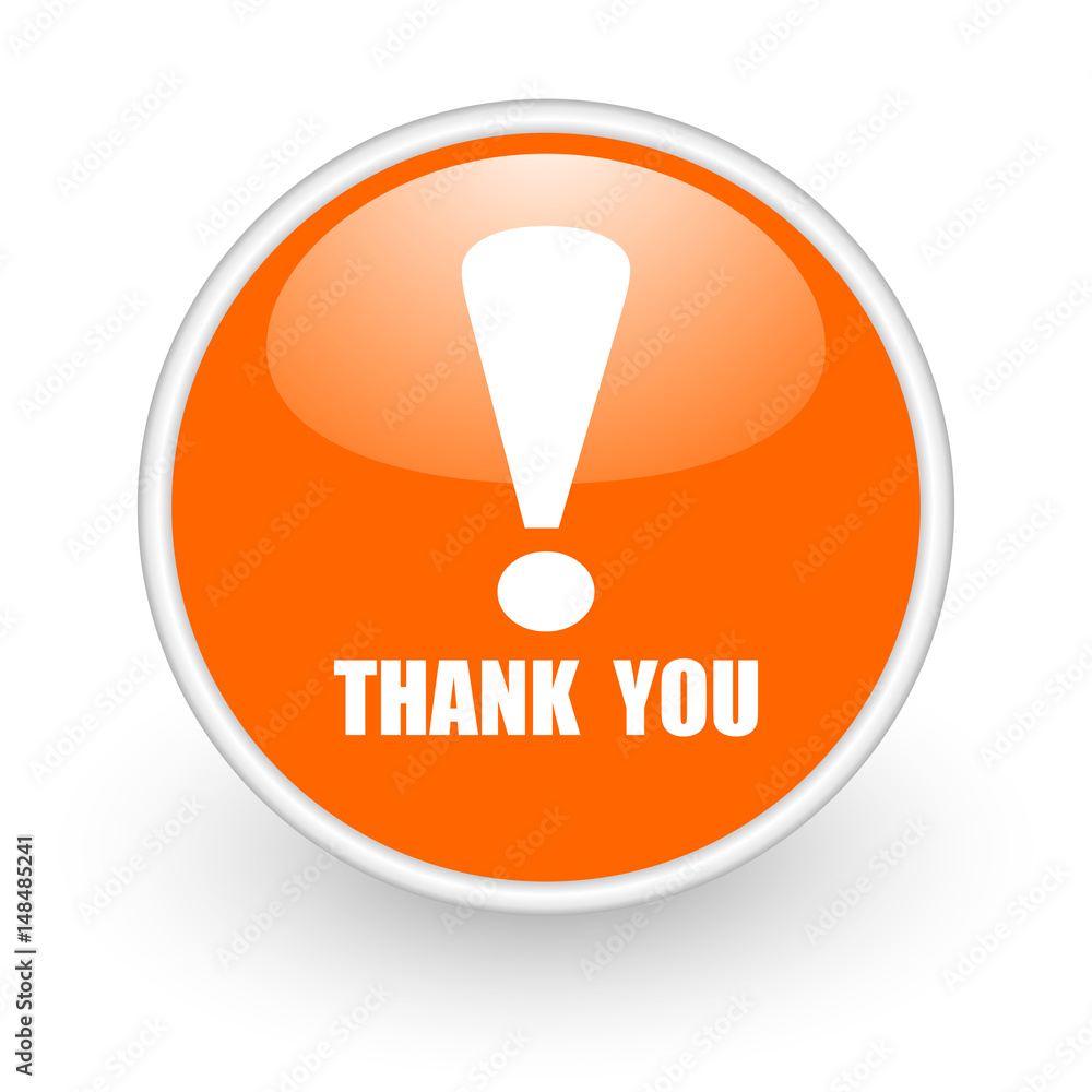 Thank you modern design glossy orange web icon on white background. Thank you modern design glossy orange web icon on white background.