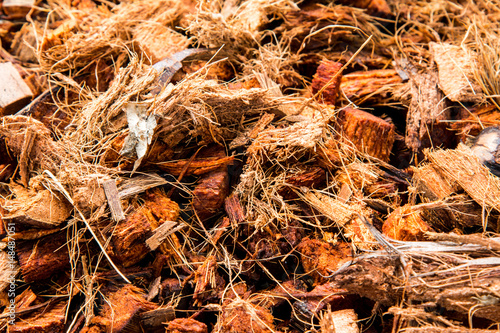 background of coconut spathe fiber, the pile of coconut husk