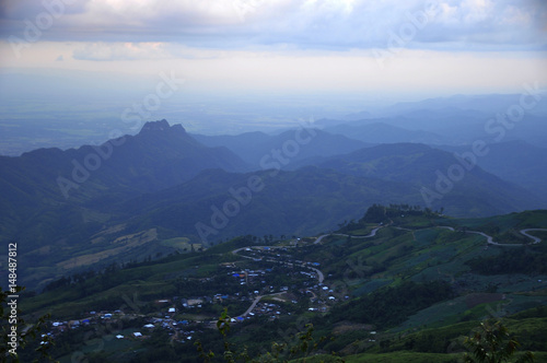 beautiful panorama of the mountain and beautiful sky in the morning © Rattana