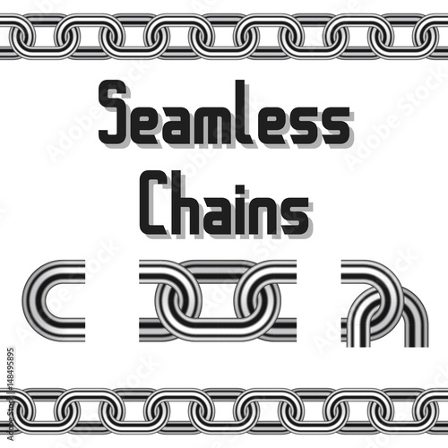 Seamless vector chains set. Chain design element collection.