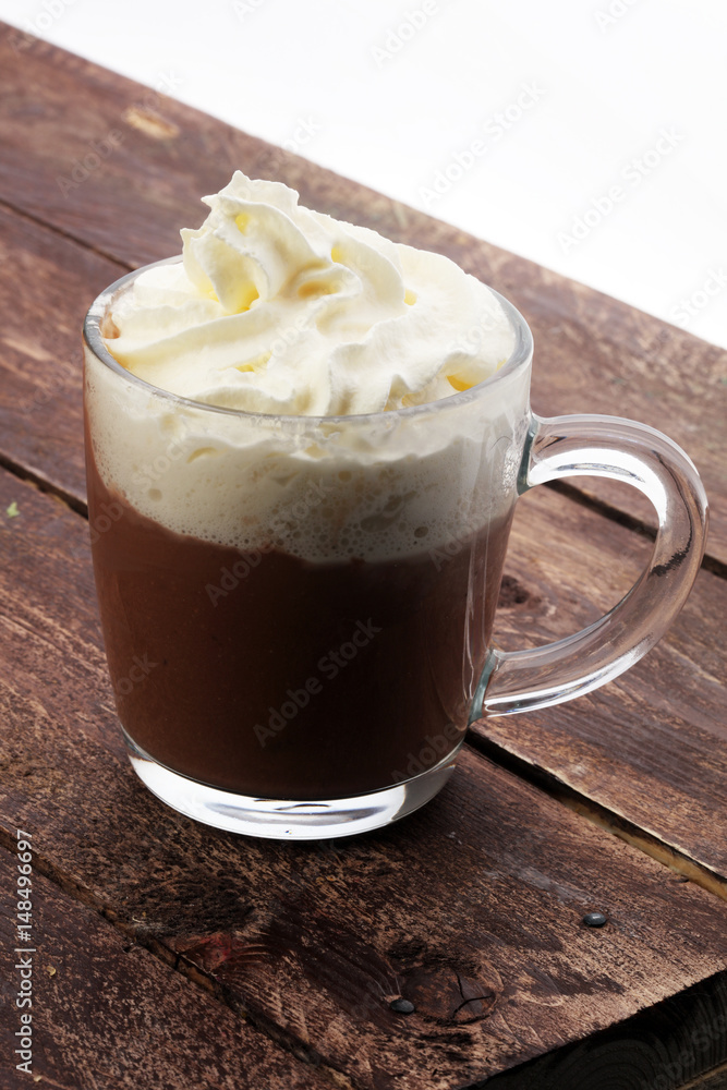Hot chocolate cocoa with whipped cream Hot chocolate cocoa with whipped cream
