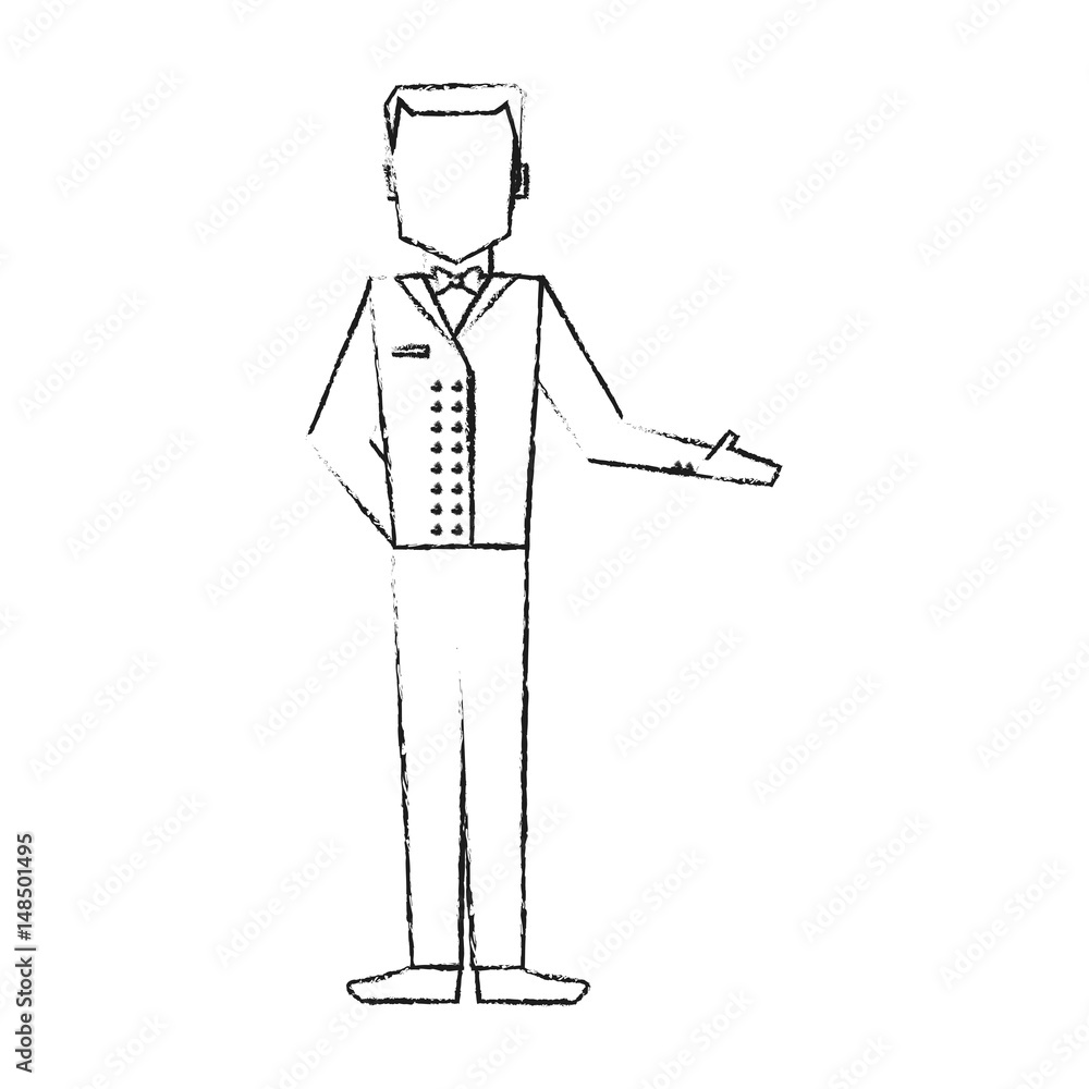 blurred silhouette full body faceless bellboy with uniform vector illustration blurred silhouette full body faceless bellboy with uniform vector illustration