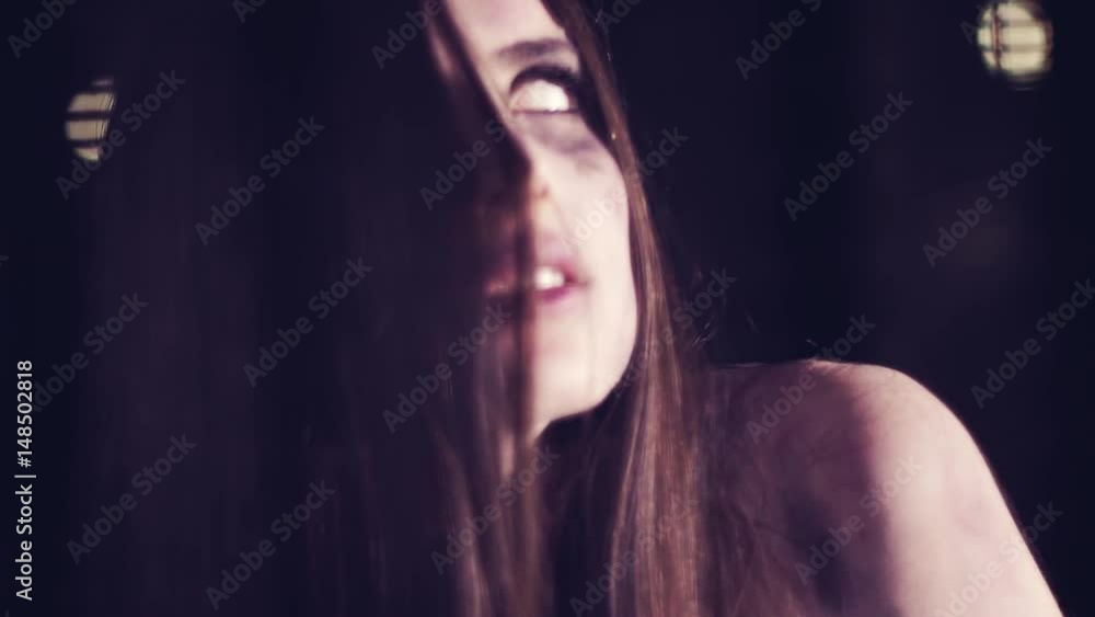 Desperate female zombie looking camera slow motion Desperate female zombie looking camera slow motion