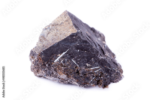 stone macro mineral ilmenite on a white background photo