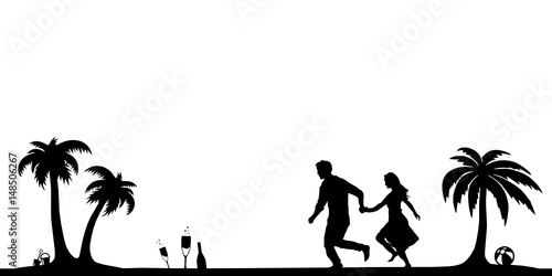 Silhouette Strand und Liebespaar