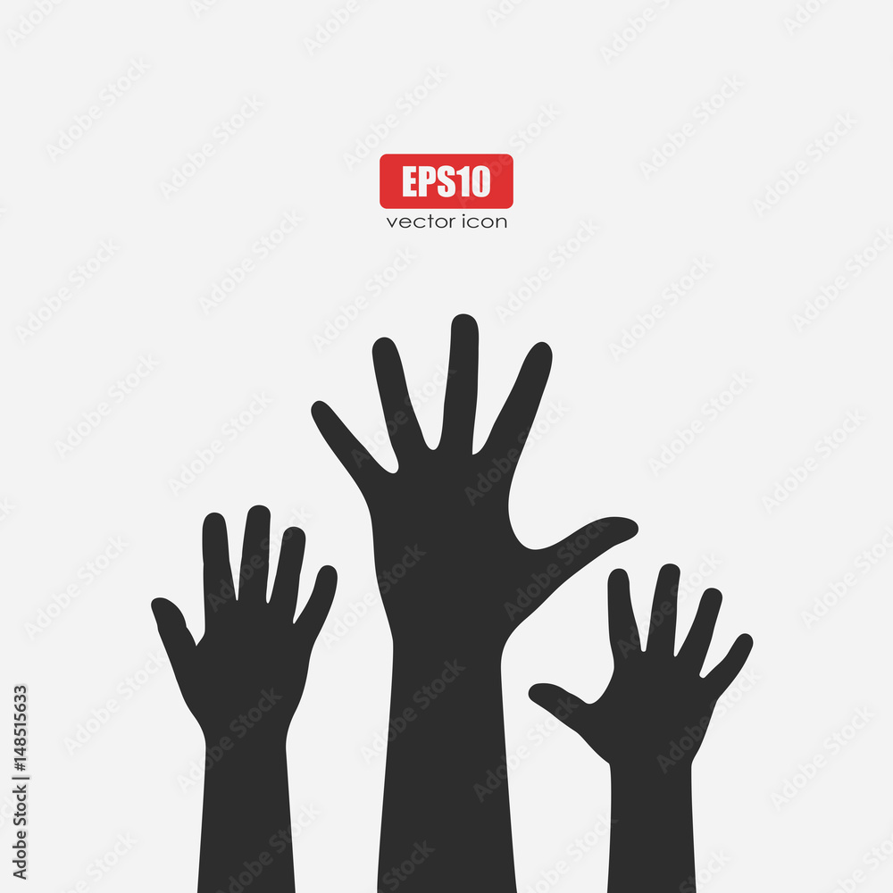 Fototapeta premium Raised hand vector poster