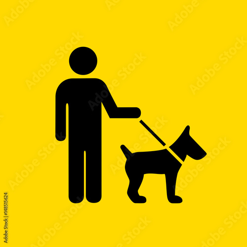 Man walking with dog sign