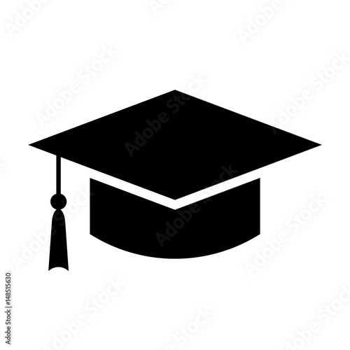 Black square academic cap vector icon