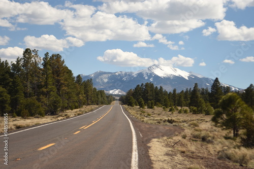 Highway and mountain landscape near Flagstaff Arizona