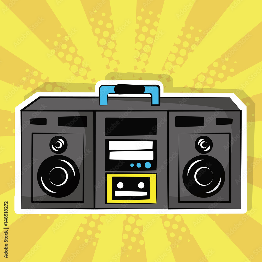 Obraz premium stereo radio music pop art vintage vector illustration