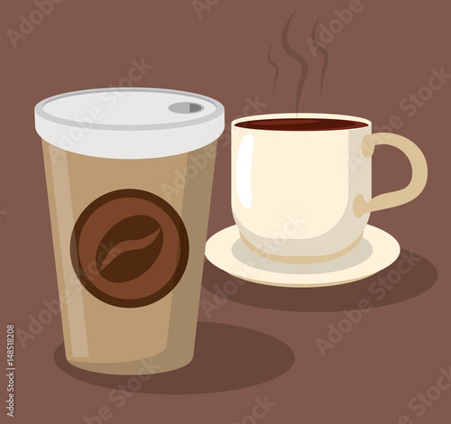beverage coffee cup paper portable hot vector illustration