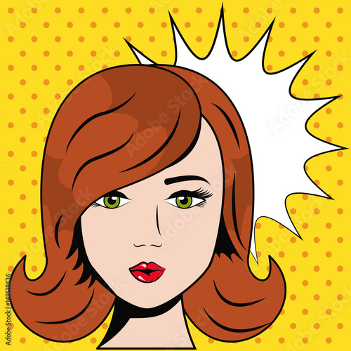 beauty woman pop art comic polka dots background vector illustration