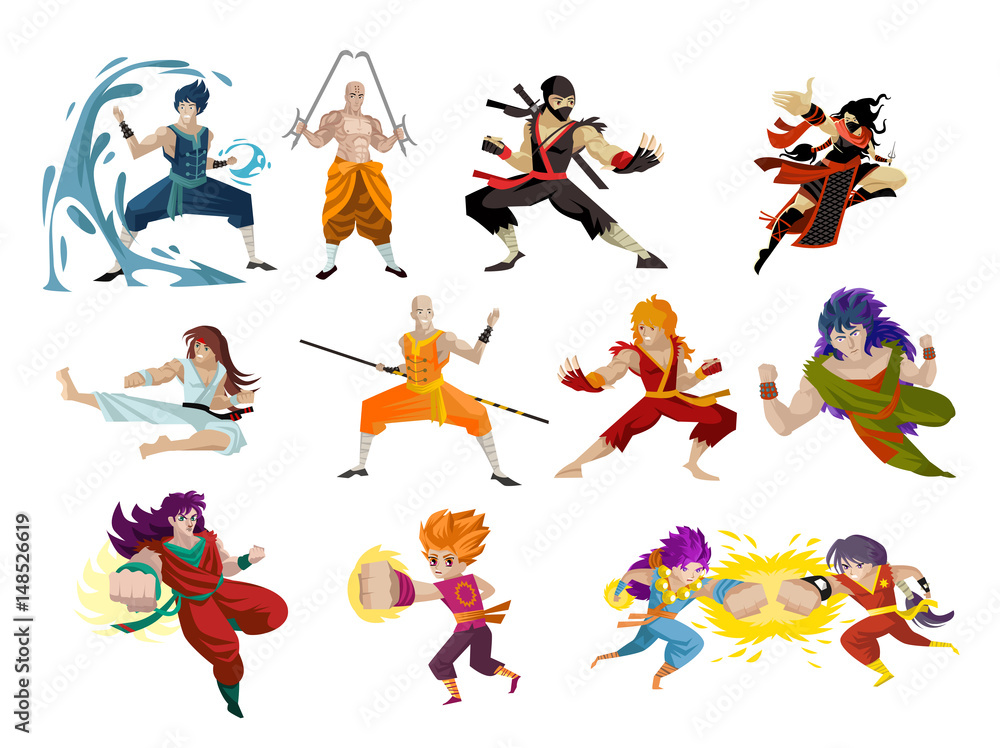 Fototapeta premium anime superhero characters powerful hero warriors