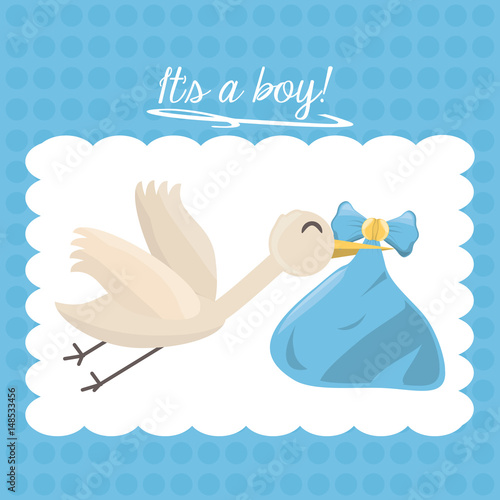 baby shower card happy invitation, vector illustration