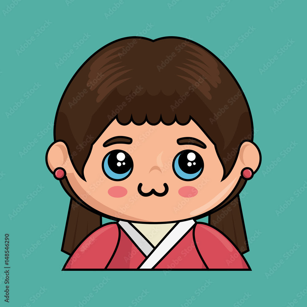 cute japanese doll kawaii style vector illustration design cute japanese doll kawaii style vector illustration design