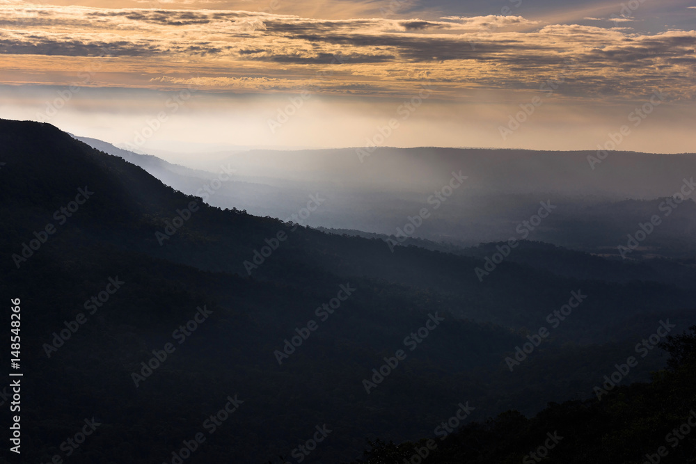 misty view point with mountain mist and fog road in phu tubberk most famous travel place in thailand