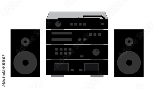Stereo alta fedeltà con cd, cassette, giradischi e casse altoparlanti