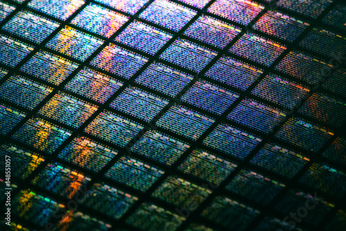Detail of Silicon Wafer Containing Microchips photo